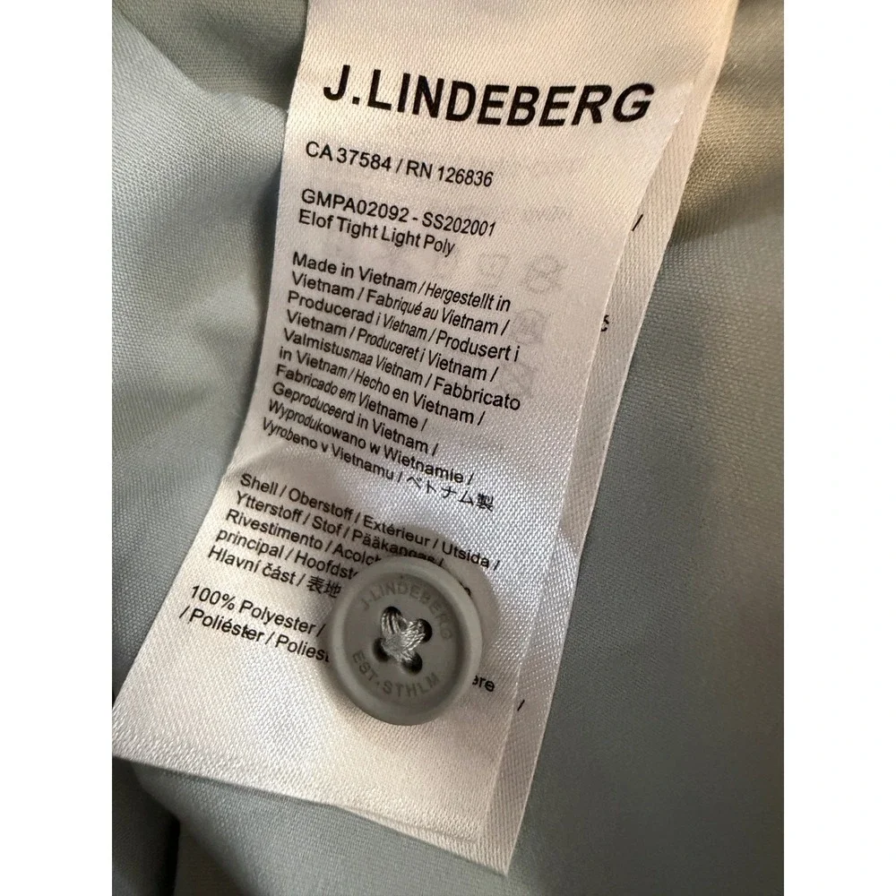 J.Lindeberg Elof Tight Light Poly Pants Light Blue 32/32 Mens Slim Golf Chinos